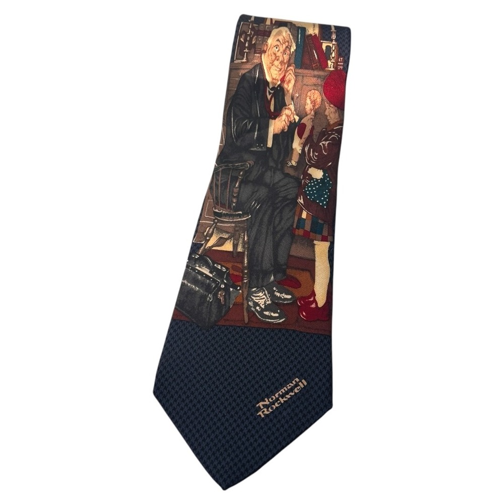 Vintage 1995 Norman Rockwell Doctor and Doll All silk Tie‎